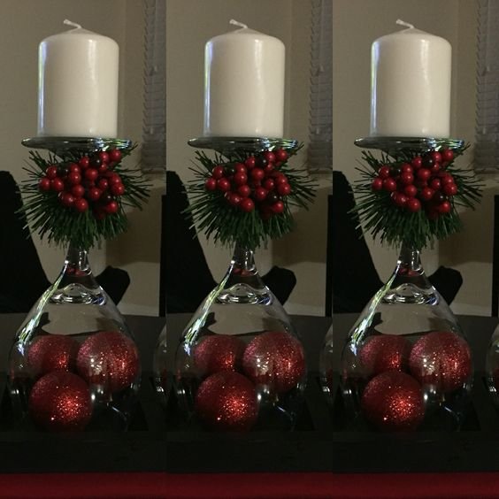 Wine Glass Christmas Centerpiece
