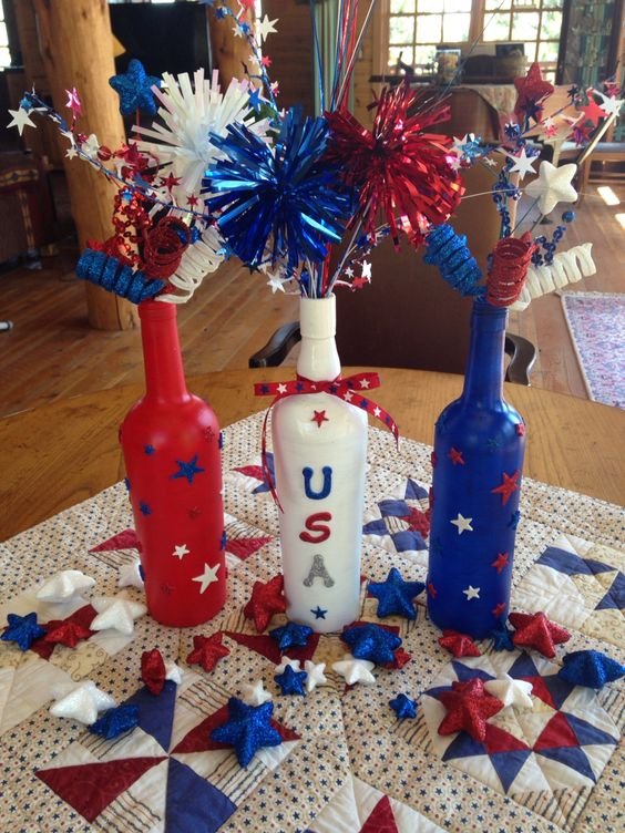 4th of July Wine Bottle Crafts